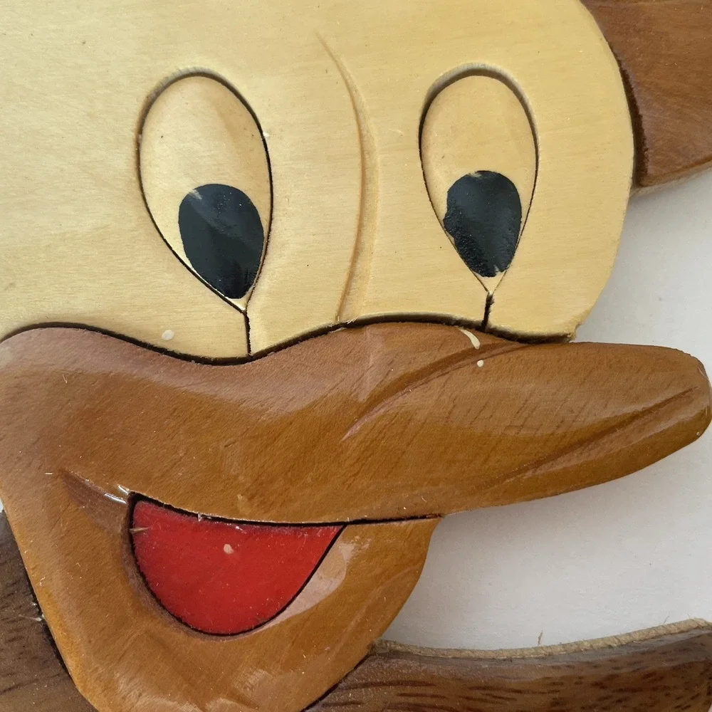 Vtg Donald Duck‎ Intarsia Wood Carving Disney Wall Art